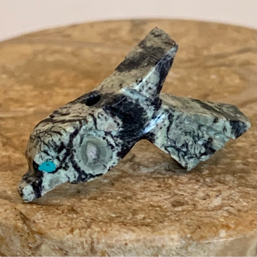 Zuni Style Bird Fetish Bead Drilled Stone Native American Mini Animal Carving .9